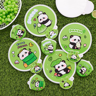 Cute Panda Reflective Fan Cartoon Girl's Heart Reflective Board Portable Folding Fan High Color Value Hand Rocker Fan Small Gift