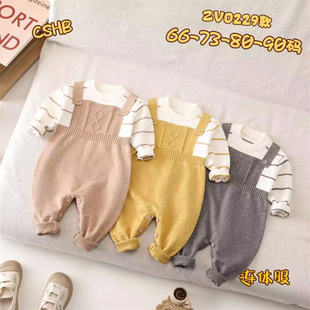 2024 New Baby Spring and Autumn Clothes for Boys and Girls Baby Long Sleeve Knitted Suit Climbing Suit Sweater Going Out Jumpsuit