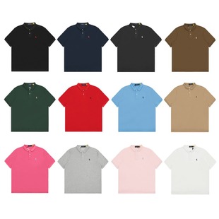 Cross-border High Version RL Raff Classic Basic Pony Embroidery Label Lassel POLO Short-sleeved Loose T-shirt Top for Men