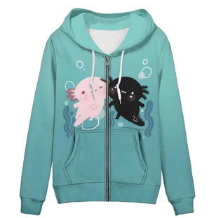 Zipper Hoodie Animal Pattern 3D Print Zipper Hoodie Colorful Art Ladies Sweatshirt Cross Border