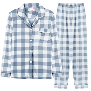 2025 new pajamas women's autumn and winter long sleeve lapel cardigan suit trousers plus size home clothes a generation of thin