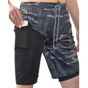 Cross-border European and American Sports Shorts Men's Design Liner Quick-drying Running Casual Shorts Breathable Training Pants Double Layer