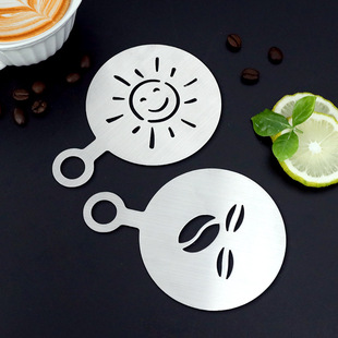 Cross-border Creative Stainless Steel Coffee Flower Mold Portable Coffee Milk Bubble Spray Pattern Powder Heart-shaped Coffee Mold