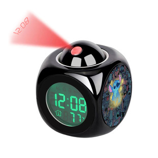 Cross-border supply star baby alarm clock LED stitch cartoon simple fashion cute projection clock can be sent on behalf