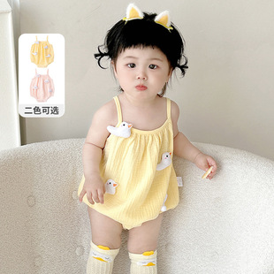 Summer Baby Cotton Clothes Cute Doll Newborn Baby Wrap Fart Clothes Baby one-piece Climbing Clothes 5281