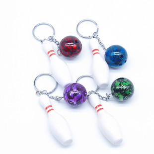Leisure Sports Bowling Keychain Pendant Crafts Simulation Bowling Wholesale Age Ball Key Ring Set Gift