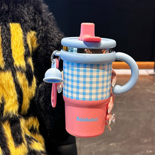 High-value Big Mac Stainless Steel Ice Cup Office Large Capacity Thermos Cup Women's Portable Double Drink Suction Cup