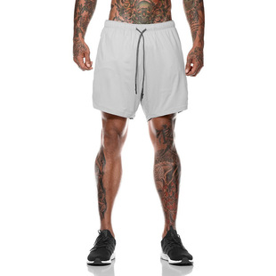 Cross-border new summer men's beach pants double-layer breathable running training sports casual shorts