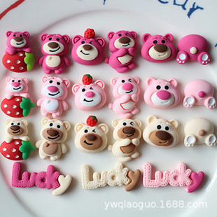 Cartoon Rose Red Strawberry Bear Letter Resin Accessories Mobile Phone Case Hair Accessories diy Material Storage Box Accessories