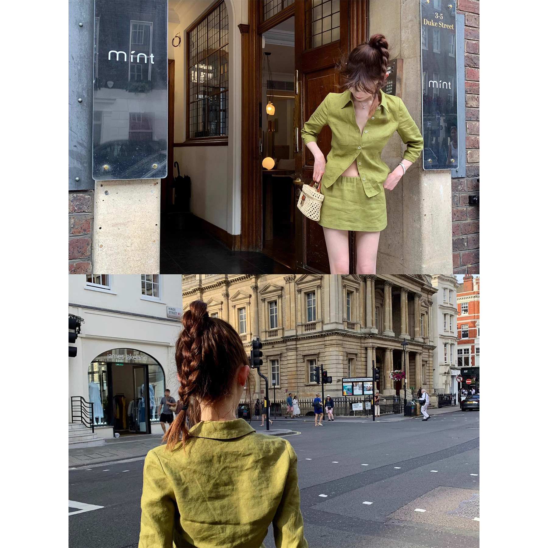 Chi "Linen Story" Linen Three-Quarter Sleeve Waist-Cinching Shirt + Low-Waist Short Skirt Pants Set