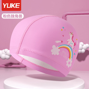 Children's swimming cap new boys and girls baby cartoon fashion PU waterproof ear protection student swimming cap equipment wholesale