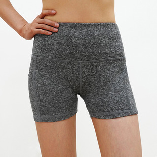 Women's High Waist Yoga Three-point Pants with Pocket Running Training Tight-fit Quick-drying Stretch Fitness Three-point Shorts 2049