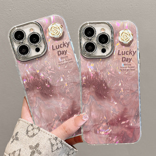 Sniffed Camellia Bracelet for Apple 16promax Mobile Phone Case 15 Light Luxury 14 Stereo 13 Advanced Sense Niche