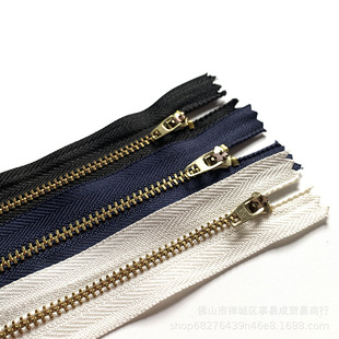 Factory spot No. 4 brass closed tail self-locking pants zipper jeans metal zipper