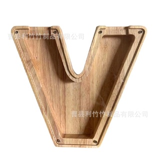 Wooden piggy bank rubber wood piggy bank English letters transparent piggy bank wooden creative home decoration ornaments