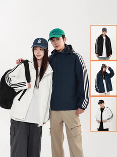 Men's Spring and Autumn Trendy Brand Three Bars Hooded Jacket Loose Casual Sports Autumn Clothes
