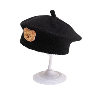 Baby Hat Autumn and Winter Women's Baby Cute Flower Beret Children's Wool Hat Girls' Knitted Painter Hat Trendy
