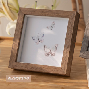 Minimalist Solid Wood Photo Frame Display Stand 6inch Plus Photo Printing 3D Hollow Photo Frame