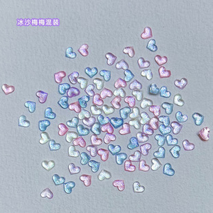 Japanese Cute Ice Flash Peach Heart Nail Art Jewelry Stereo Fart Peach Love Color Aurora Multicolor Mixed Pack