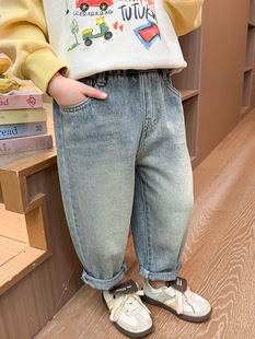 Girls Spring Cartoon Jeans Spring and Autumn 2025 New Children's Torre Pants Thin Baby Fashionable Long Pants