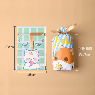 Cute Creative Cookie Biscuit Bag Candy Nougat Ribbon Drawstring Bag Back Gift Bag Snowflake Crisp Packaging Bag