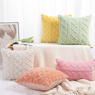Amazon new Nordic solid color plush square pillowcase advanced sofa office car cushion cover cross-border