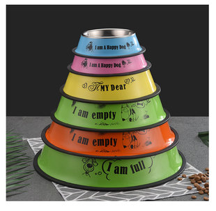 Custom Cat Bowl Printing Stainless Steel Pet Supplies Dog Bowl Dog Food Basin Anti-Tipping Food Utensil Drinking Water Feeder Wholesale