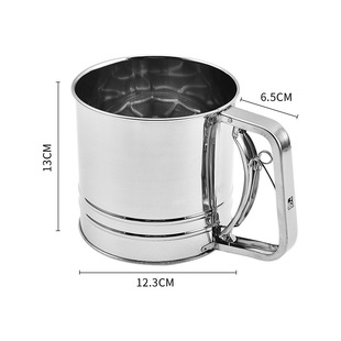 Stainless Steel Flour Sieve Handheld Semi-automatic Flour Sieve Hand Pressure Powder Sieve Sugar Sieve in stock Baking Tools