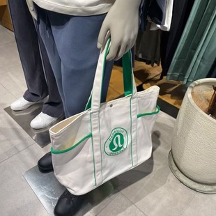 Lulu New New Year's Multi-Pocket Canvas Bag Large Capacity All-Match Women's Bag Tote Bag Yoga Fitness Tote Bag