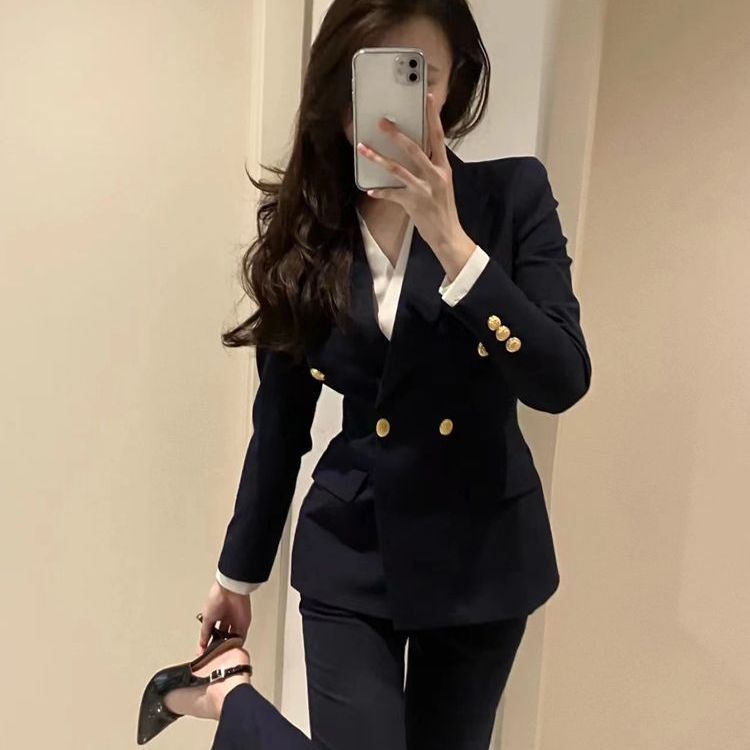 Black Professional Suit New Slim Fit Work Clothes Interview Formal Two-Piece Set