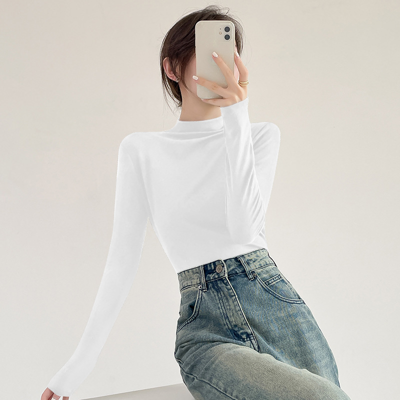 여성용 도매 반터틀넥 골지 조끼, 2025년 신상 봄, 가을 민소매 속옷, 아우터용 베이스 레이어