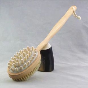 Dry and wet dual-purpose lotus wood bristle double-sided bath brush bathing back rubbing body brush exfoliating back brushing back beauty brush