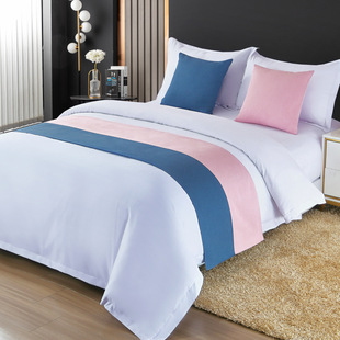 Hotel Solid Color Ribbon Bed Flag Hotel Bedding Solid Color Bed Tail Simple Homestay Bed Flag