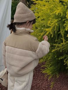 Wheat Field Season South Korea Children's Clothing Children's Lamb Wool Cotton Coat 2023 Winter New Boys and Girls Spliced Baby Cotton Coat