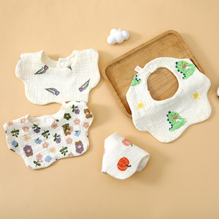 Every day baby bib six layers of cotton gauze breathable saliva towel newborn baby class a male and female petal bib
