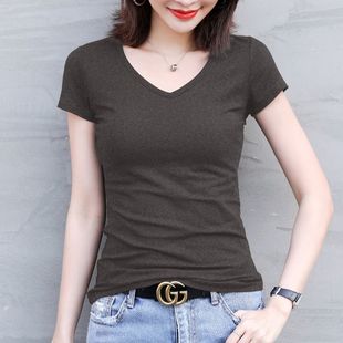 Black Short-sleeved T-shirt Women's 2024 New Summer Round Neck Slim-fit Joker Top Half-sleeved Trendy T-shirt Wholesale