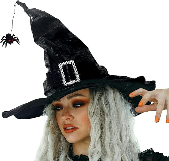 Halloween witch hat, plush witch hat, twisted witch hat, pleated witch hat, Halloween party props
