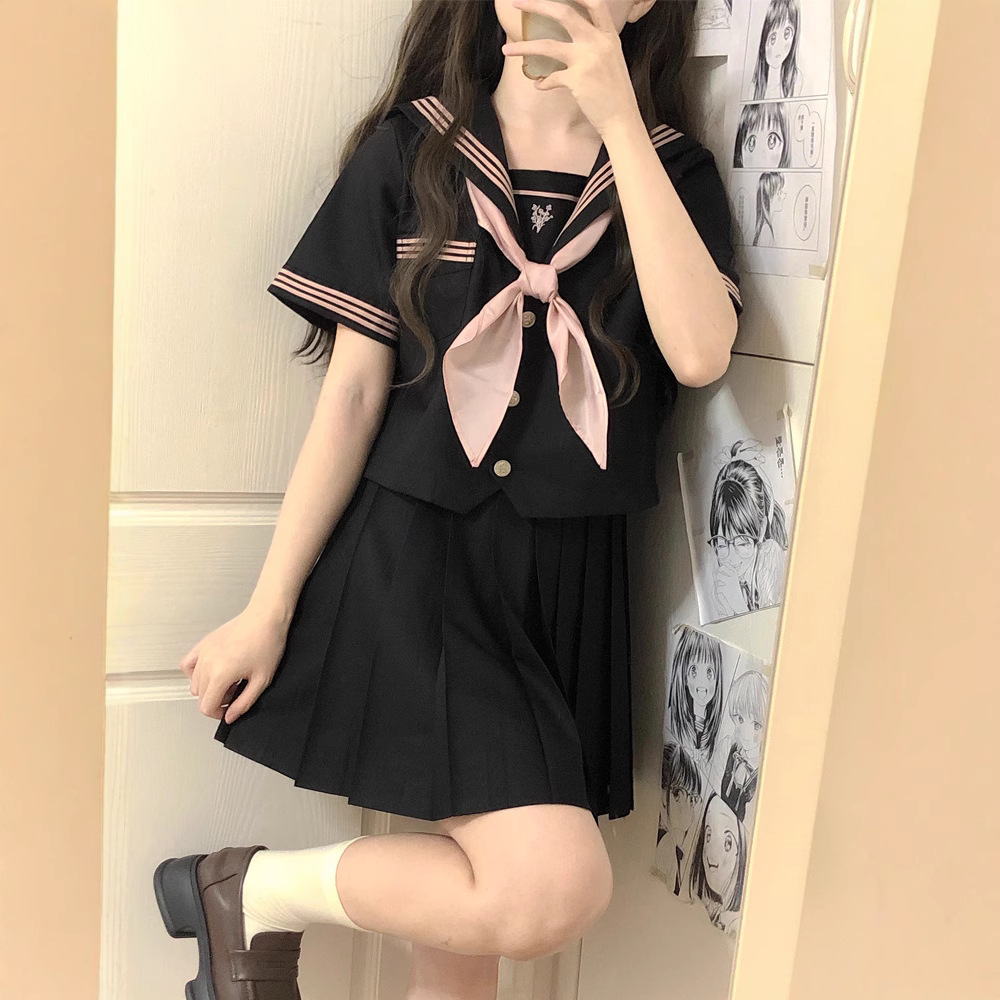 Linchuan High School Jk Uniform Preppy Style Basic Sailor Uniform Japanese Style Long and Short Sleeve Student Original Genuine Autumn and Winter Set