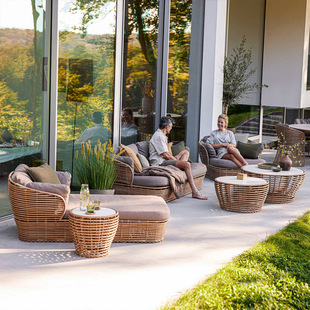 Outdoor Sofa Balcony Outdoor Rattan Furniture Cafe Hotel Outdoor Rattan Chair Double Casual Rattan Sofa