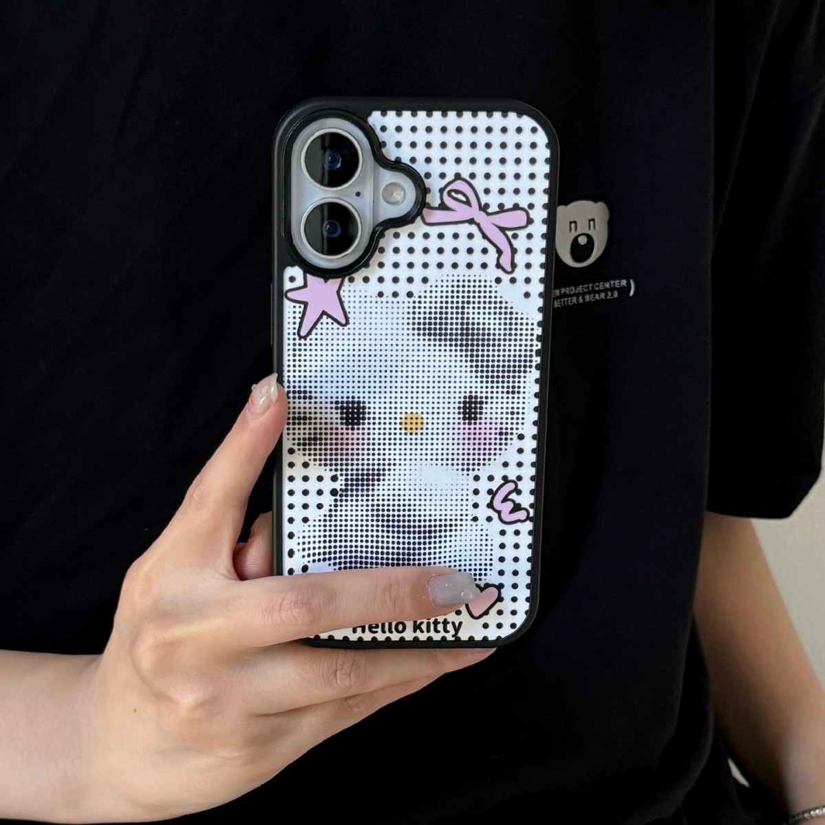 KPP Hello Kitty polka dot Hello Kitty case, Korean style, compatible with iPhone 14 Pro Max, iPhone 16 Pro, and Apple 16.