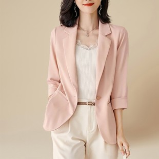 Spot manufacturers wholesale 24 spring and summer new intellectual elegant one-button slim slim seven-point sleeve suit jacket women