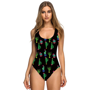 2023 foreign trade popular spoof chest hair 3D one-piece swimsuit temperament sexy leopard print digital printing swimsuit