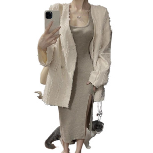 Feeling Feather Suit Jacket Women's 2024 Spring New Elegant Casual Loose Women's Long Sleeve Suit Top Casual