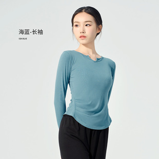 Dance clothes practice clothes Women's Chinese dance clothes spring slim bottoming shirt V-neck body long sleeve top ballet