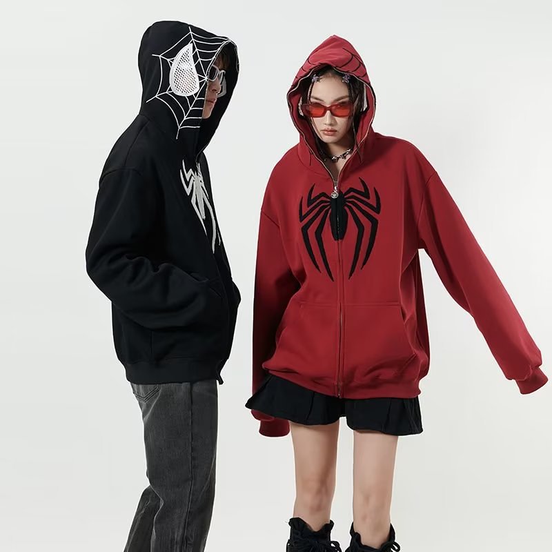 새로운 국가 패션 스파이더 맨 가을 후드 스웨터 지퍼 카디건 느슨한 게으른 슬림 재킷 커플 탑
