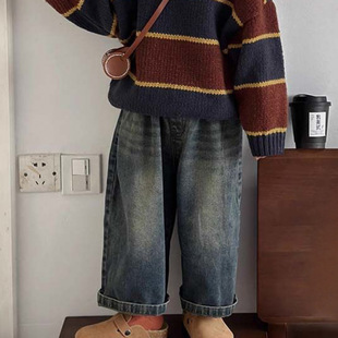 Boys' and Girls' Jeans 2025 Spring and Autumn New Children's Korean Style Wide Leg Pants Western Style Loose Straight Jeans