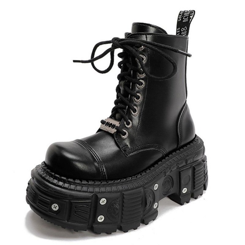 New Rock Boots Men's Metallic Black Goth Boot – Studded & Spiked Leather Boots With 6cm Heel - View #8