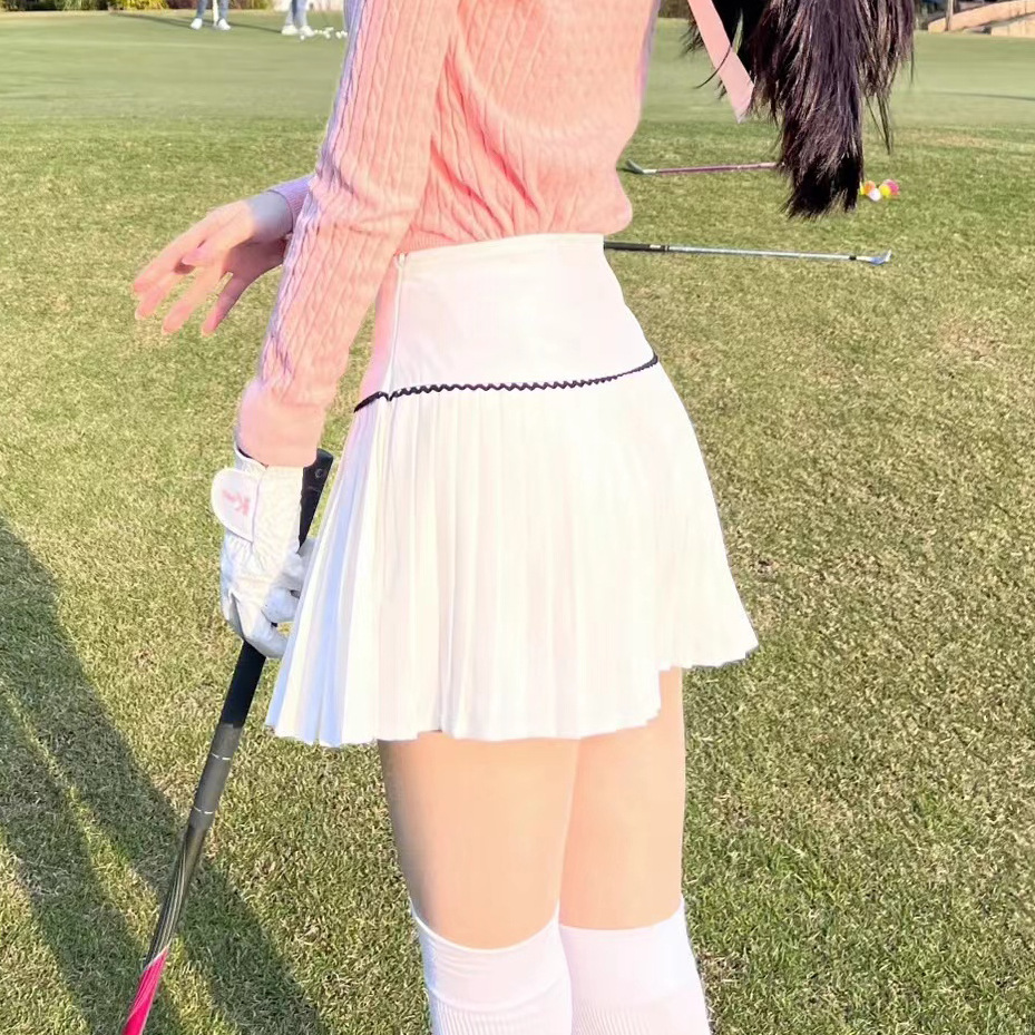 2025 Spring Golf Women's Suit Slim Fit Long Sleeve Knitted Top Women's Quick-Drying Stretch Pleated Skirt
