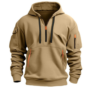 Cross-border Spring and Autumn Men's Sweatshirt Hoodie Zipper Multi-pocket Pullover Men's Sports Casual Jacket