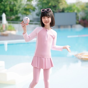 Children's Swimsuit Girl's Split Long Sleeve Trousers Sun-proof Swimsuit 2025 New Style Middle and Large Children's Girls' Hot Spring suit